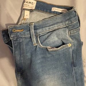 FRAME SIZE 27 SKINNY RIPPED JEANS